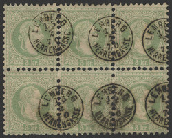 Österreich, 1867, 36 I a, grün, WAAGRECHTER SECHSERBLOCK der 3Kr - ...