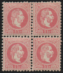 Österreich, 1867, 37 I ya, 5 Kreuzer, Type I b, rosakarmin, Grober ...