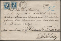 Österreich, 1867, 38 I, 10 Kreuzer, blau, stark überfärbter Druck, ...