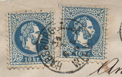Österreich, 1867, 38 I, 10 Kreuzer, blau, stark überfärbter Druck, ...