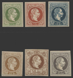 Österreich, 1867, 36 – 41 PU, Nr. 37 in Type I, Bogenproben in ...