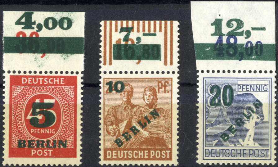 3 feine/Prachtwerte vom OR, 5 und 10 Pf. ohne Faltung, 20 Pf. in der ...