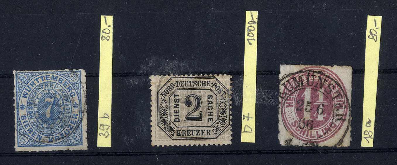 3 feine Werte, dabei NDP D 7 ungepr., Michelwert 1160.- ...