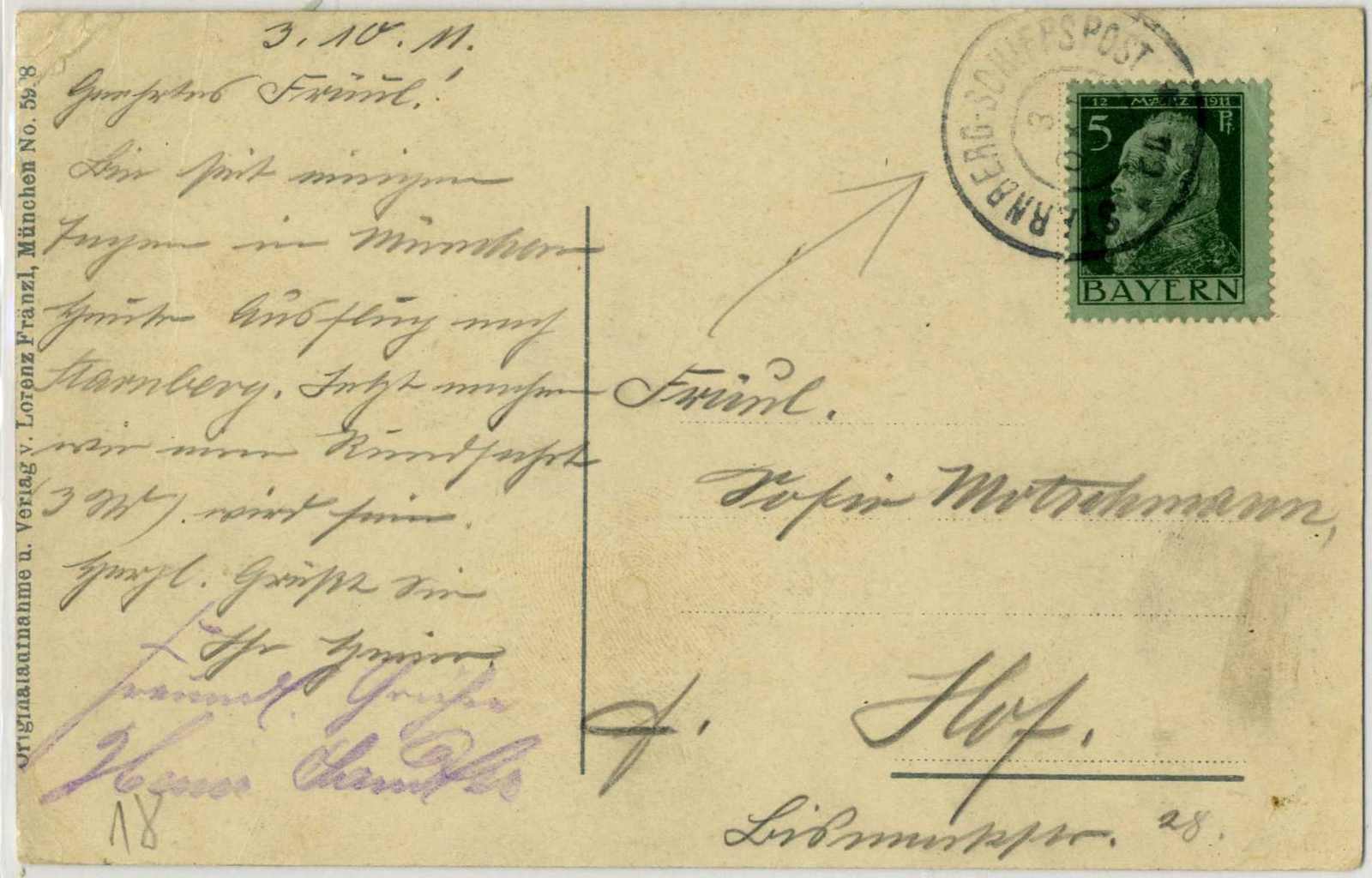 "STARNBERG-SCHIFFSPOST / C II": K2 auf bedarfsgebrauchter, farbiger ...