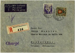 Lp-R-Brief ab "ZÜRICH 3, HAUPTBAHNHOF" nach Montevideo/Uruguay, 1940 ...