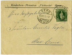 EF auf Vordruck-Umschlag "Kranken-Pension 'Victoria' Bern" nach Bad ...