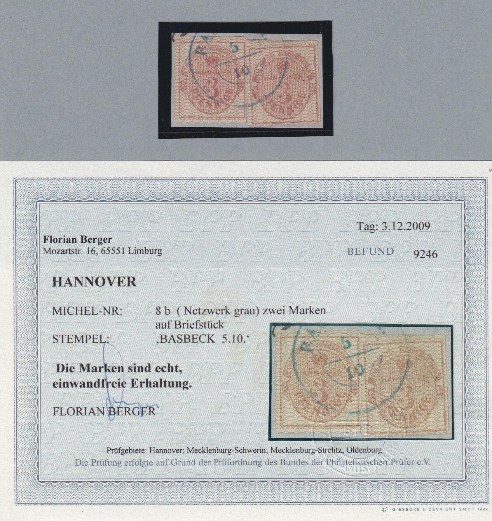 3 Pfg. karmin a. grau, zwei breitrandige Kabinettstücke auf ...