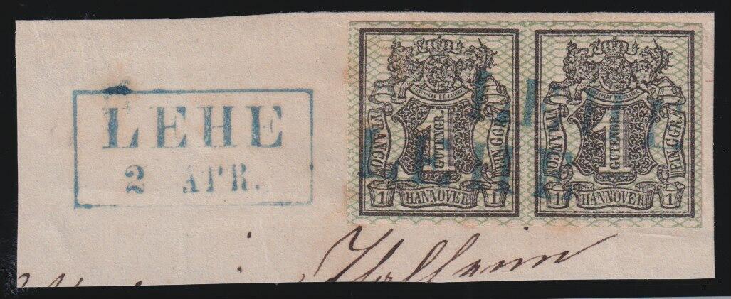 1 Ggr. a. graugrün, waagr. breitrandiges Paar auf Luxus-Briefstück ...