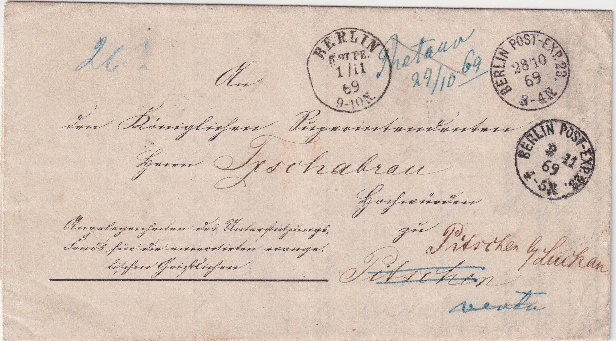 1869, Berlin, "Angelegenheiten des Unterstützungsfonds für die ...