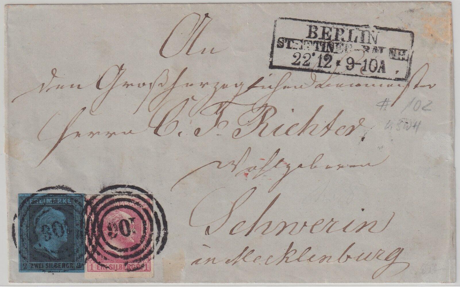 2 Sgr. a. blau nebst 1 Sgr. rosa (Gittergrund) als seltene ...