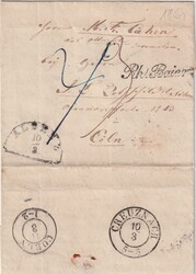1848-1851, ALSENZ, blauer bzw. schwarze (2) Segmentstempel auf drei ...