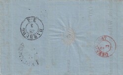 1858, BARMEN, R2 nebst Hamburger Ovalstempel vs. auf Brief mit vielen ...