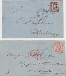 1 1/4 Sch. dunkelviolett, grauviolett (3), 2 1/2 Sch. grün (2), ...