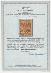 1/4 Gr. gelborange, sehr farbfrisches und breitrandiges ...