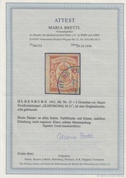 2 Gr. zinnoberrot, sehr breitrandiges Luxusstück mit K2 OLDENBURG, ...