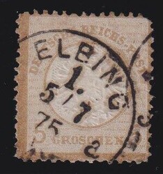 5 Gr. graubraun, sog. "Elbinger Postfälschung", kleine runde Ecke ...