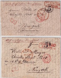 1850, 31.3.-24.11., FREIBURG, roter R2 nebst sehr seltenem rotem R1 ...