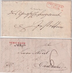 1851, SCHILTACH, FREIBURG., je roter L1 bzw. R2 vom 30.4. (Datum hs.) ...