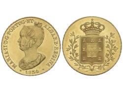 Peça (6.400 Reis). 1834. MARIA II. 14,32 grs. AU (917). (Hojita en ...