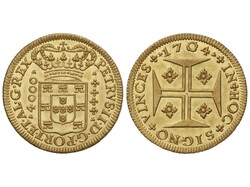 4.000 Reis. 1704. PEDRO II. LISBOA. 10,77 grs. AU (917). (Ínfimas ...