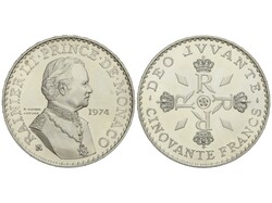 50 Francs. 1974. RAINIER III. PARIS. 29,91 grs. AR. 25 Aniversario ...