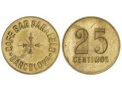 25 Céntimos. CAFÉ BAR PARALELO. BARCELONA. Latón. ESCASA. L-1003. ...