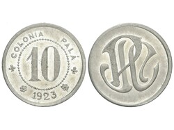 10 Cèntims. 1923. COLONIA PALÁ. PUIG-REIG. Al. Brillo original. ...