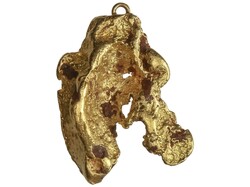Pepita de oro. 18,45 grs. AU (800). Ø 28x22 mm. Con anilla. (Restos ...
