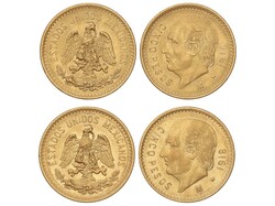 Lote 2 monedas 5 Pesos. 1910 y 1918. Peso total de 8,29 grs. AU (900) ...