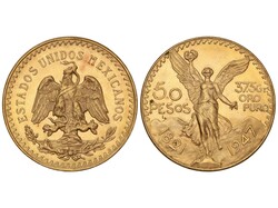 50 Pesos. 1947. 41,56 grs. AU (900). Centenario Independencia. (Leves ...
