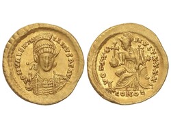 Sólido. 425-455 d.C. VALENTINIANO III. CONSTANTINOPLA. Anv.: DN ...