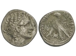 Tetradracma. 116-106 a.C. PTOLOMEO IX. EGIPTO. Anv.: Cabeza diademada ...