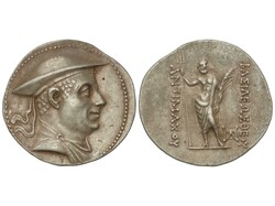 Tetradracma. 180-170 a.C. ANTIMACO I. BACTRIA. Anv.: Busto diademado, ...
