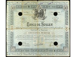 Obligación al portador 50 Pesetas. 1 Enero 1930. BANCO DE SOLLER ...