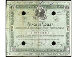 Obligación al portador 100 Pesetas. 1 Enero 1930. BANCO DE SOLLER ...