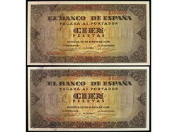 Lote 2 billetes 100 Pesetas. 20 Mayo 1938. Casa del Cordón. Serie A. ...
