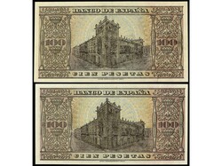 Lote 2 billetes 100 Pesetas. 20 Mayo 1938. Casa del Cordón. Serie A. ...