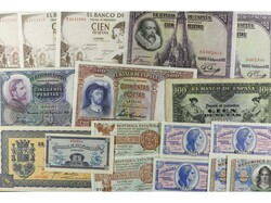 Lote 17 billetes 25 Céntimos a 500 Pesetas. 1906 a 1965. A EXAMINAR. ...