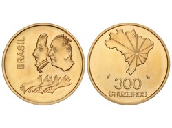 300 Cruzeiros. 1972. 16,66 grs. AU (920). 150 Aniversario. Pedro I y ...