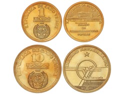 Lote 2 monedas 1 y 10 Escudos. 1985. 6,00 y 9,00 grs. AU (750). 10º ...