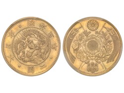2 Yen. Año 3 (1870). MUTSUHITO (MEIJI). Encapsulada por PCGS MS63 (n ...