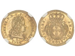 1/2 Escudo (500 Reis). 1722-L. JOAO V. LISBOA. Encapsulada por NGC ...