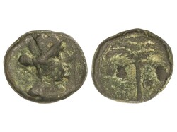AE 15. TIRO. FENICIA. Anv.: Cabeza de Tyche torreada a derecha. Rev.: ...