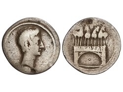 Denario. 29-27 a.C. AUGUSTO. Anv.: Cabeza descubierta de Augusto a ...