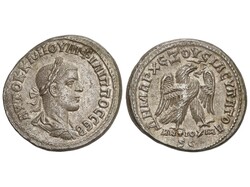 Tetradracma. 247-249 d.C. FILIPO II. ANTIOQUÍA. Anv.: Busto laureado ...