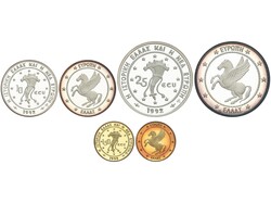 Set 3 monedas 10, 25 y 150 Ecu. 1992. AR, AU (750). Pegaso. En ...