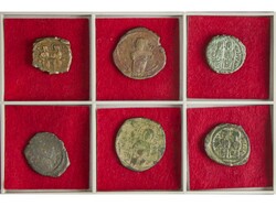 Lote 6 monedas 1/2 y 1 Follis. JUSTINIANO I y JUSTINO II, TIBERIO II. ...