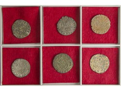 Lote 6 monedas Blanca. ENRIQUE II. BURGOS (2), CUENCA (2), CORUÑA, ...