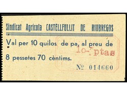 Vale por 10 Quilos de Pan al precio de 8 Pesetas y 70 Céntimos. ...