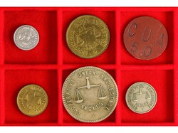 Lote 6 fichas 5 (2) 25 y 50 Pessetes. COOPERATIVA UNIÓN ANGLESENSE. ...